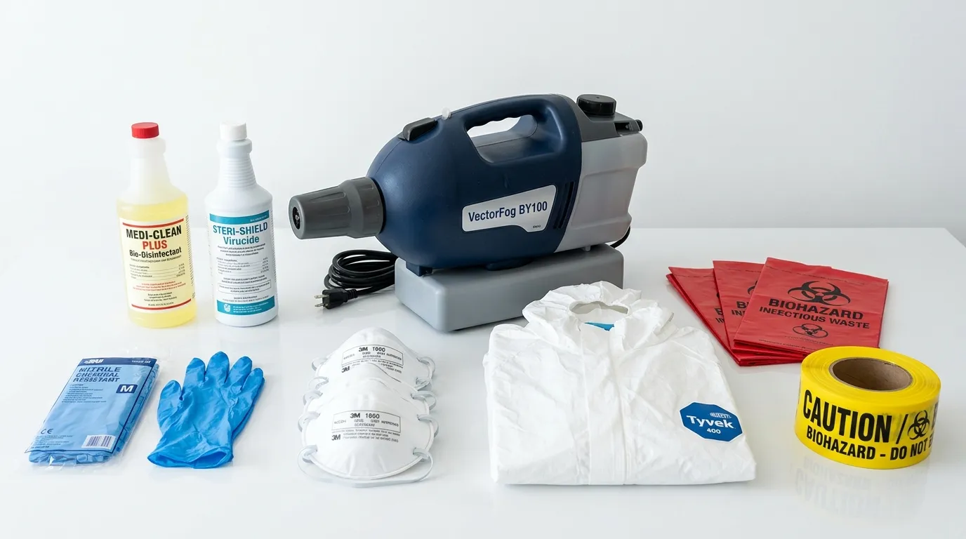 Professional biohazard remediation crew working in Severn